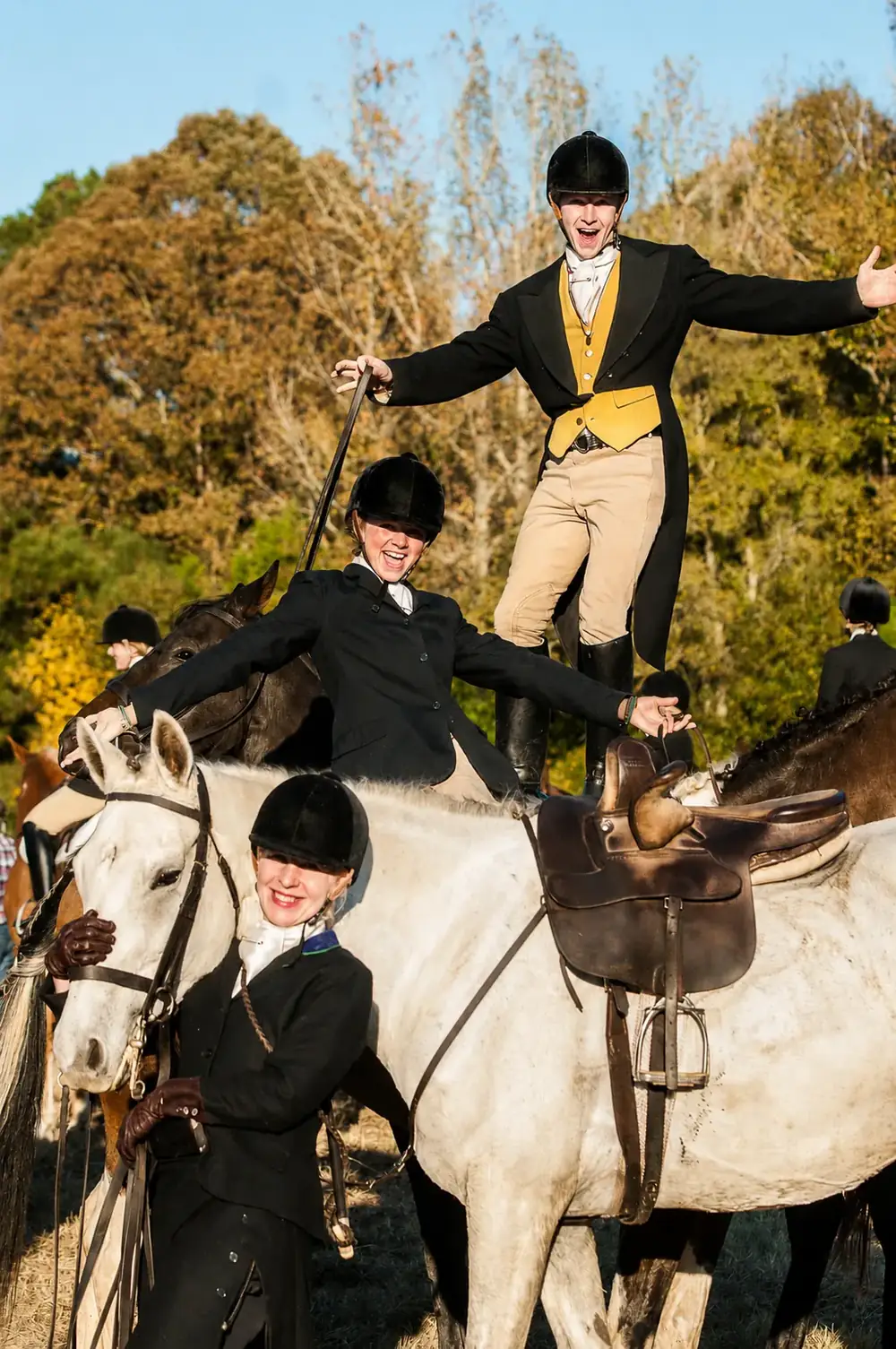 A rider aside with two young riders on ponies at Belle Meade